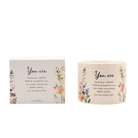 The Cottage Garden Peach Floral Multi Wick Ceramic Candle
