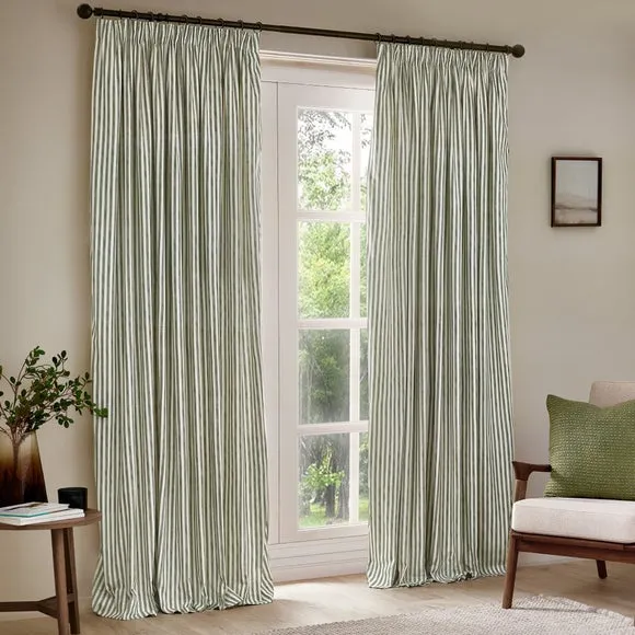 Yard Hebden Striped Pencil Pleat Curtains (Blackout Available) 2