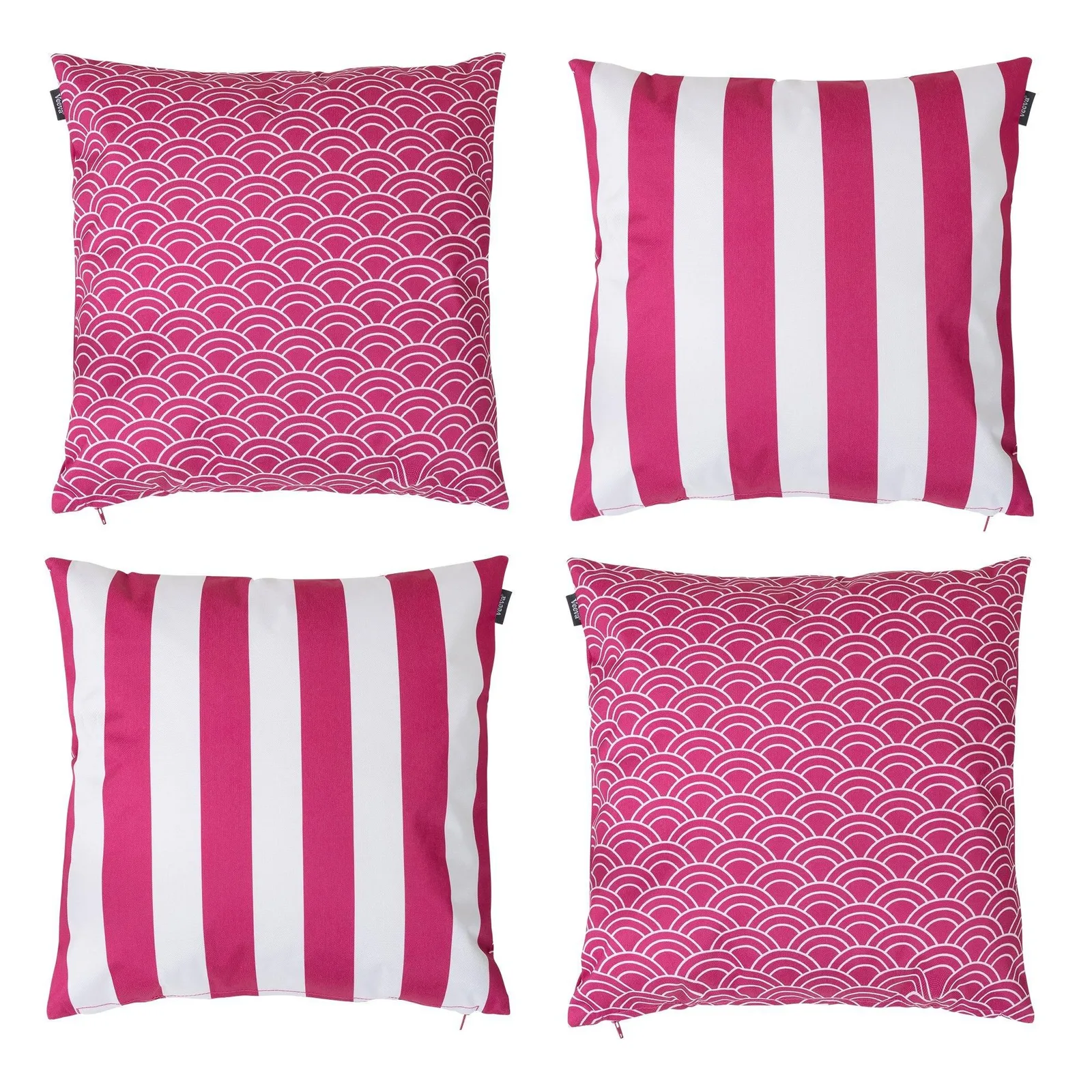 icon Indoor & Outdoor Deck Stripe Set of 4 Pink Outdoor Waterproof Cushion