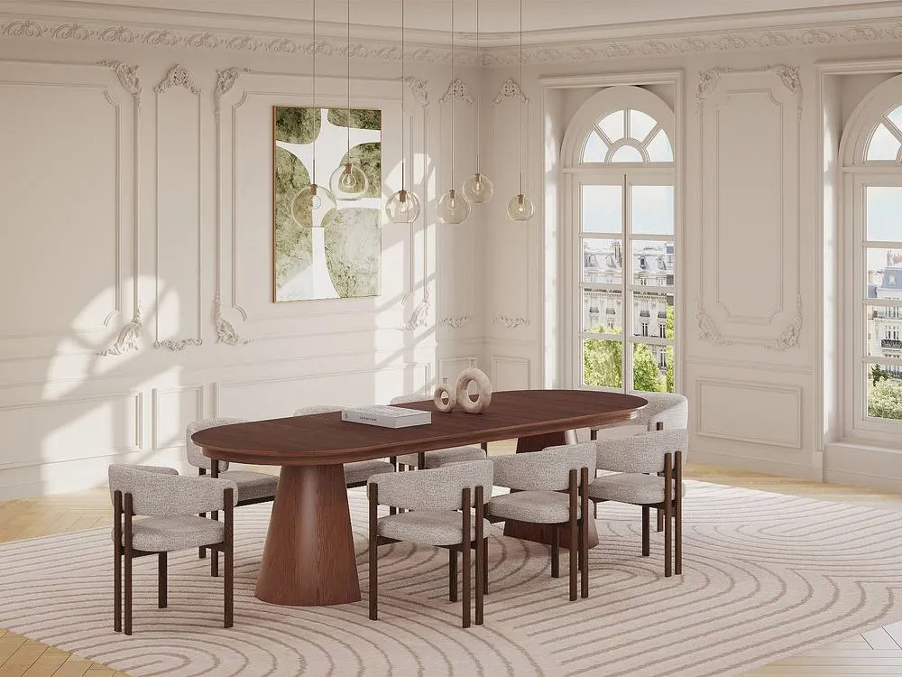 Vente-unique Extendable Dining Table for 4 To 10 People Ash Veneer - Dark Natural in Walnut 5