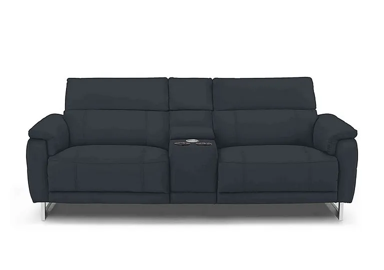 Moet 3 Seater Fabric Power Recliner Sofa with Telescopic Headrests and Smart Console - Opulence Charcoal