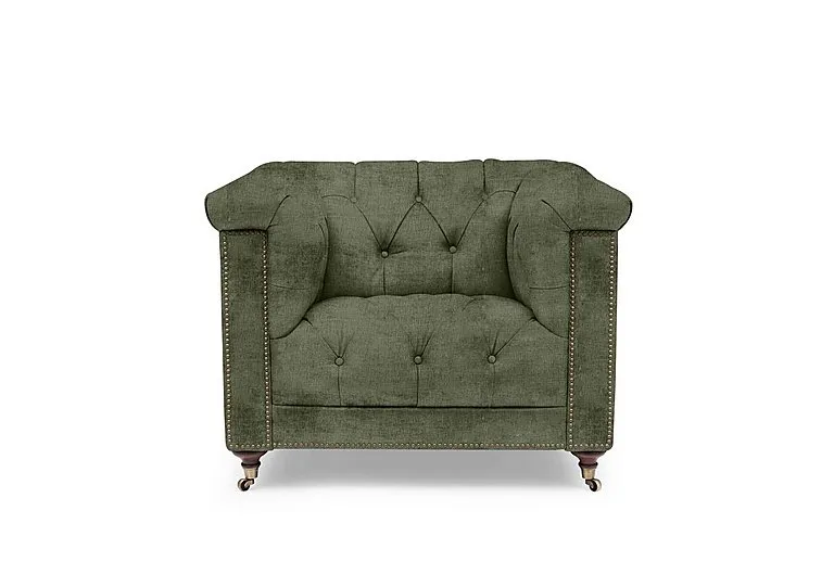 Wallace Fabric Chesterfield Chair - Hunter Green