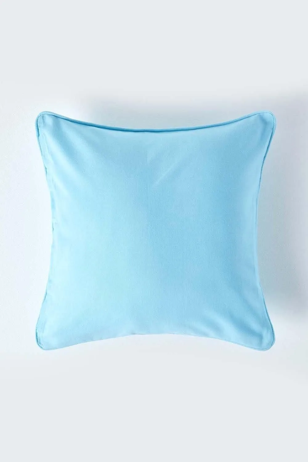 Homescapes Cotton Plain Cushion Cover in Blue 1
