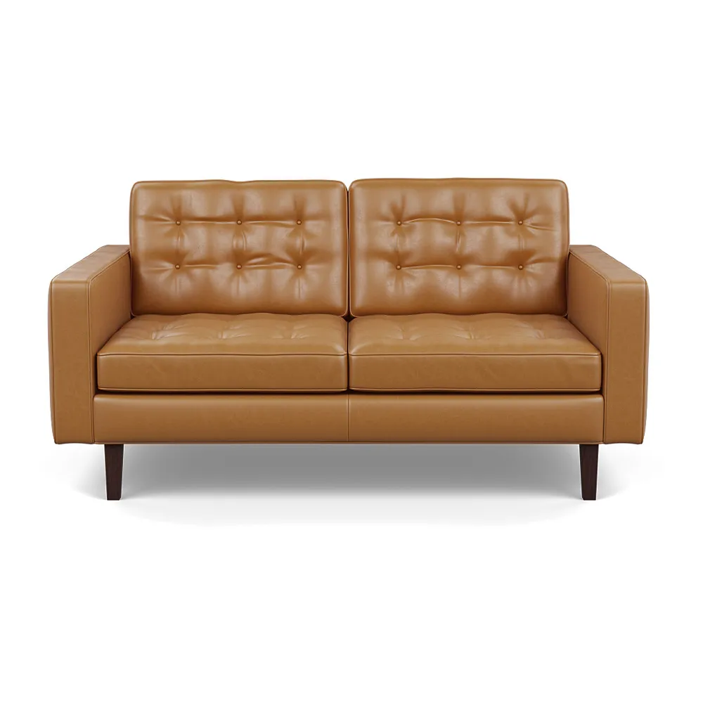 Heal's Hepburn 2 Seater Daino Leather Parchment Wenge Feet 1