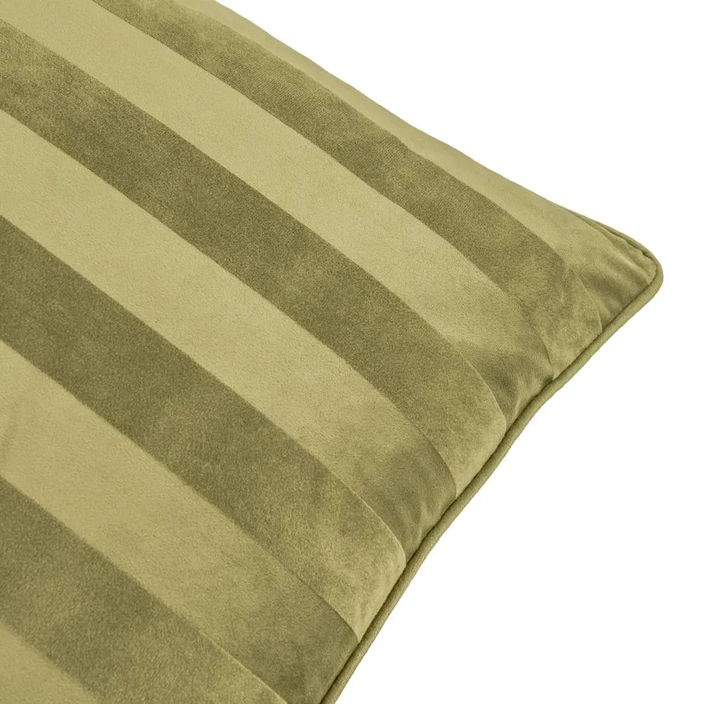 Paoletti Regency Stripe Velvet Cushion in Olive 3