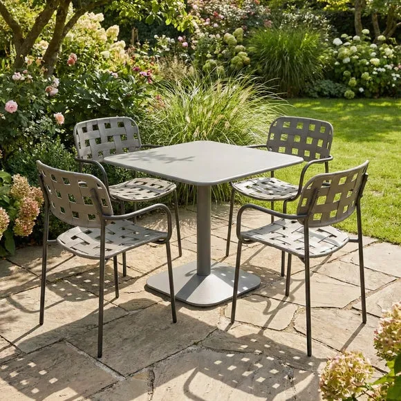 Modura Albin Square Table with 4 Karin Armchairs