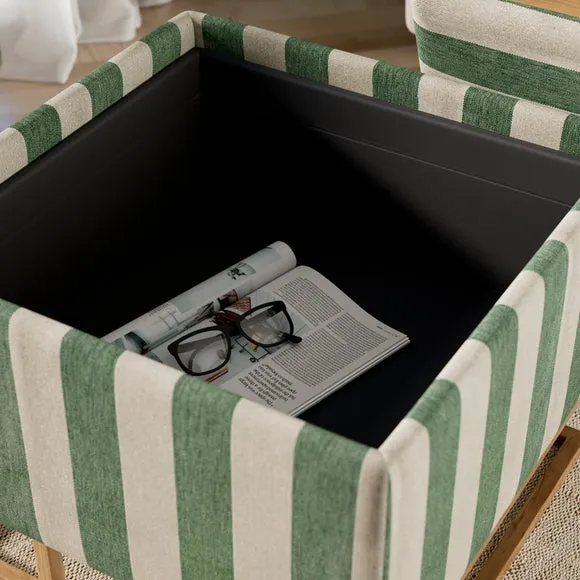 Holland Woven Stripe Square Tray Table Ottoman 6