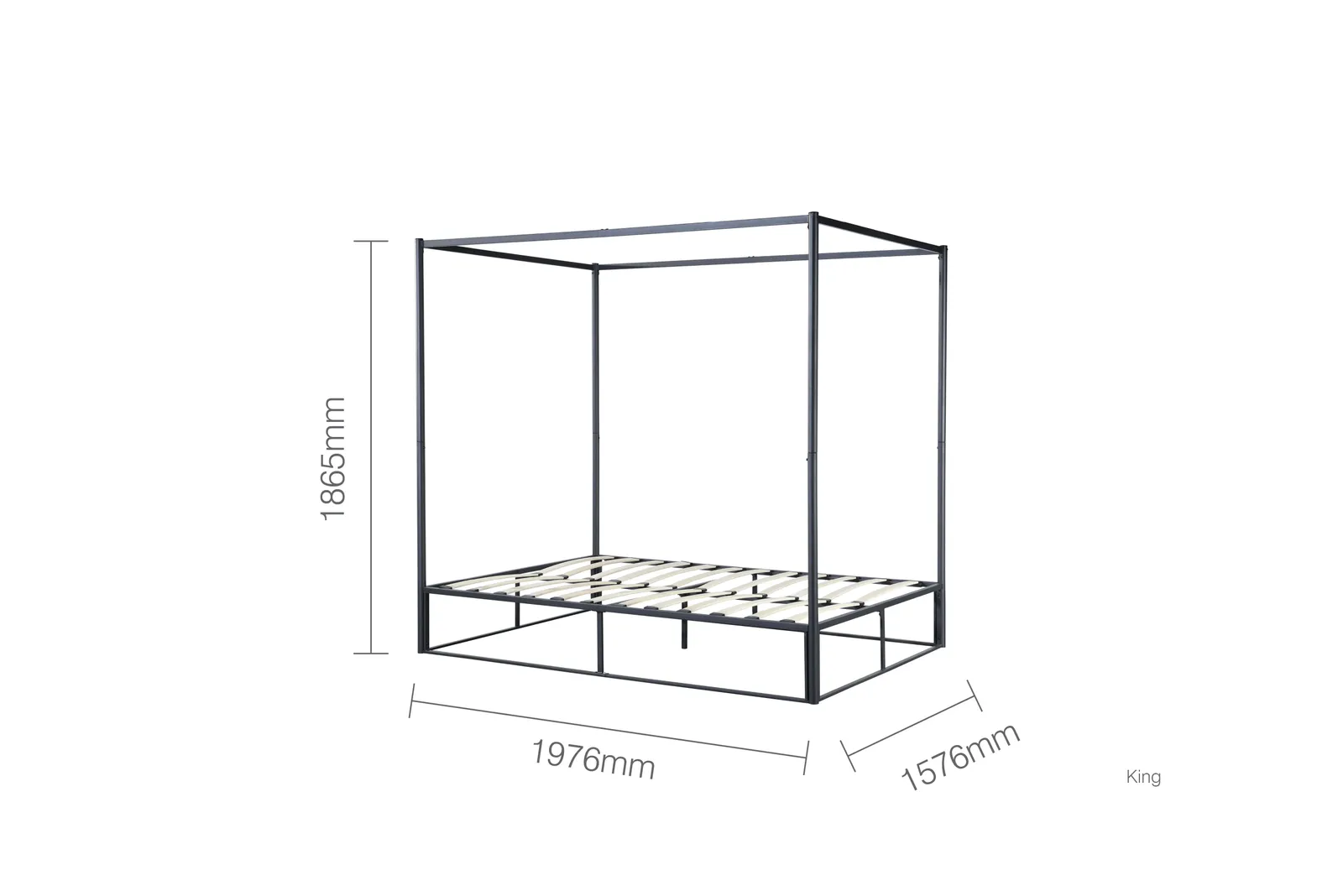 Birlea Four Poster Bed Frame Black Metal 4 Poster Canopy Farringdon 6