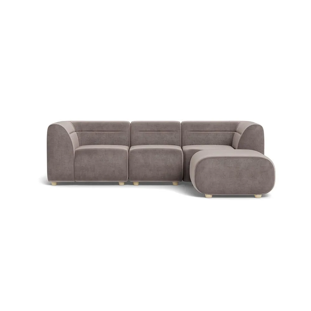 Heal's Lilli Right Hand Facing Corner Sofa Smart Luxe Velvet Mushroom Natural Beech Feet 1