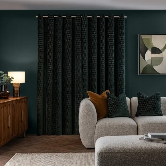 Diamond Geometric Velvet Eyelet Curtains 4