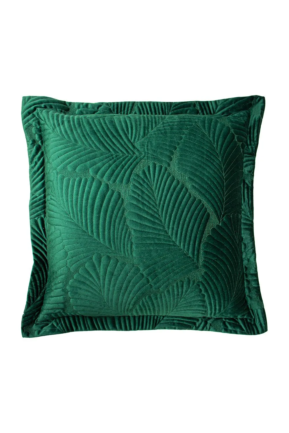 Paoletti Palmeria Quilted Velvet Cushion in Emerald