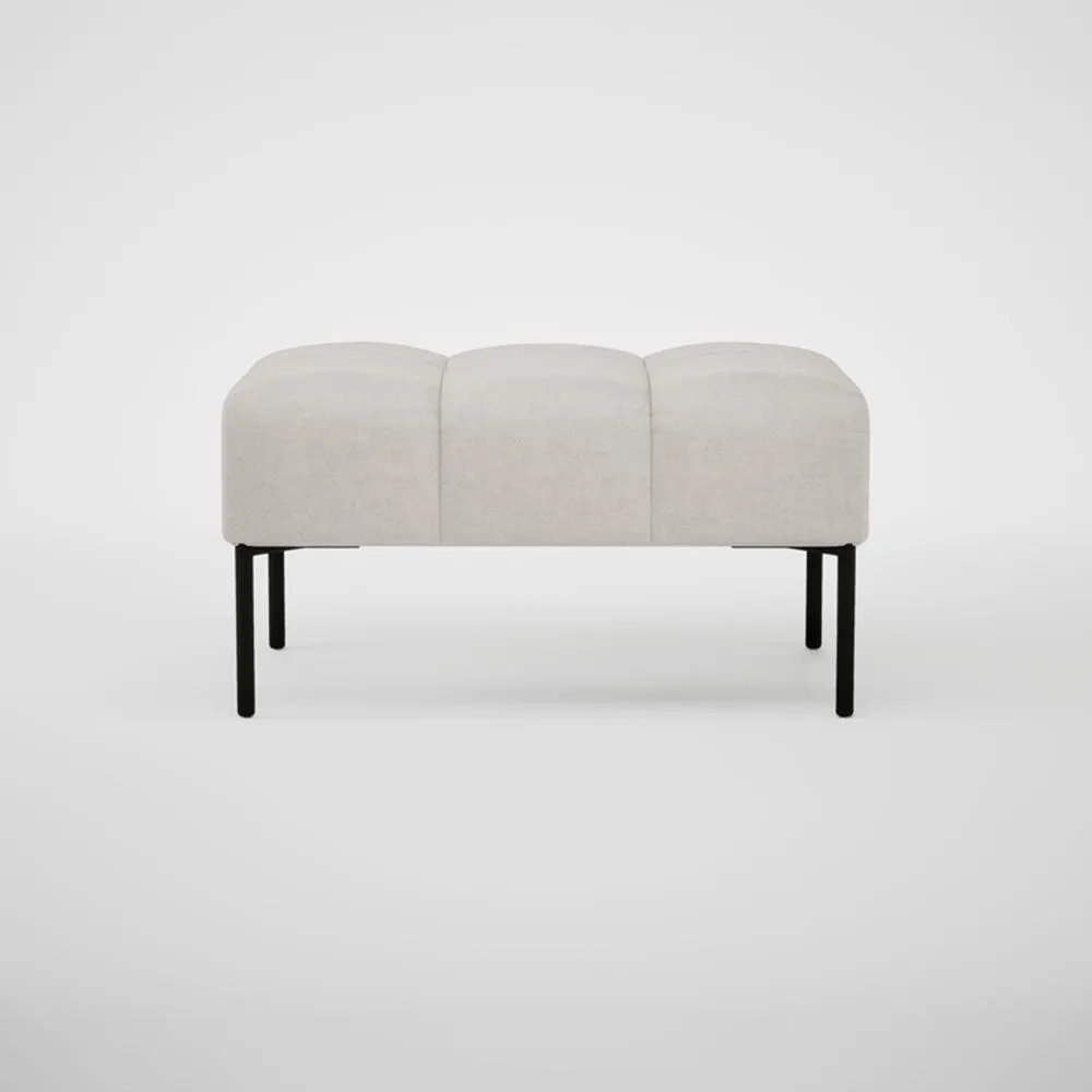 Heal's Quadro Ottoman Linea Leather White 634 Black Feet 2