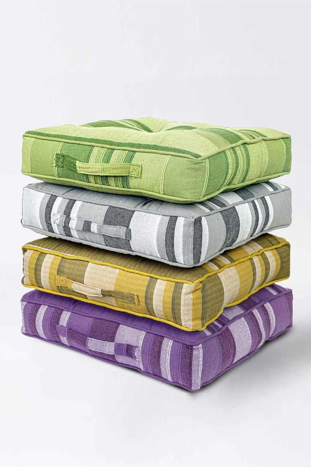 Homescapes Morocco Striped Cotton Floor Cushion in Light Grey 6