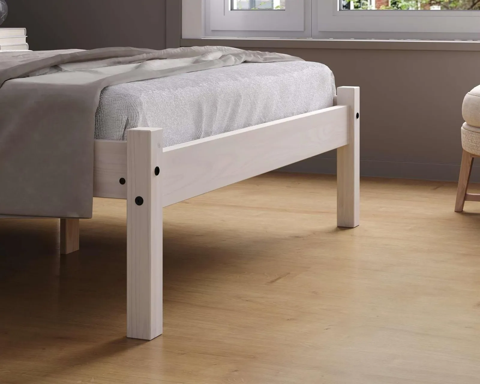 Birlea White Wood Double Bed & Mattress Bundle Rio Air Sleepsoul 135cm 4ft 6 4