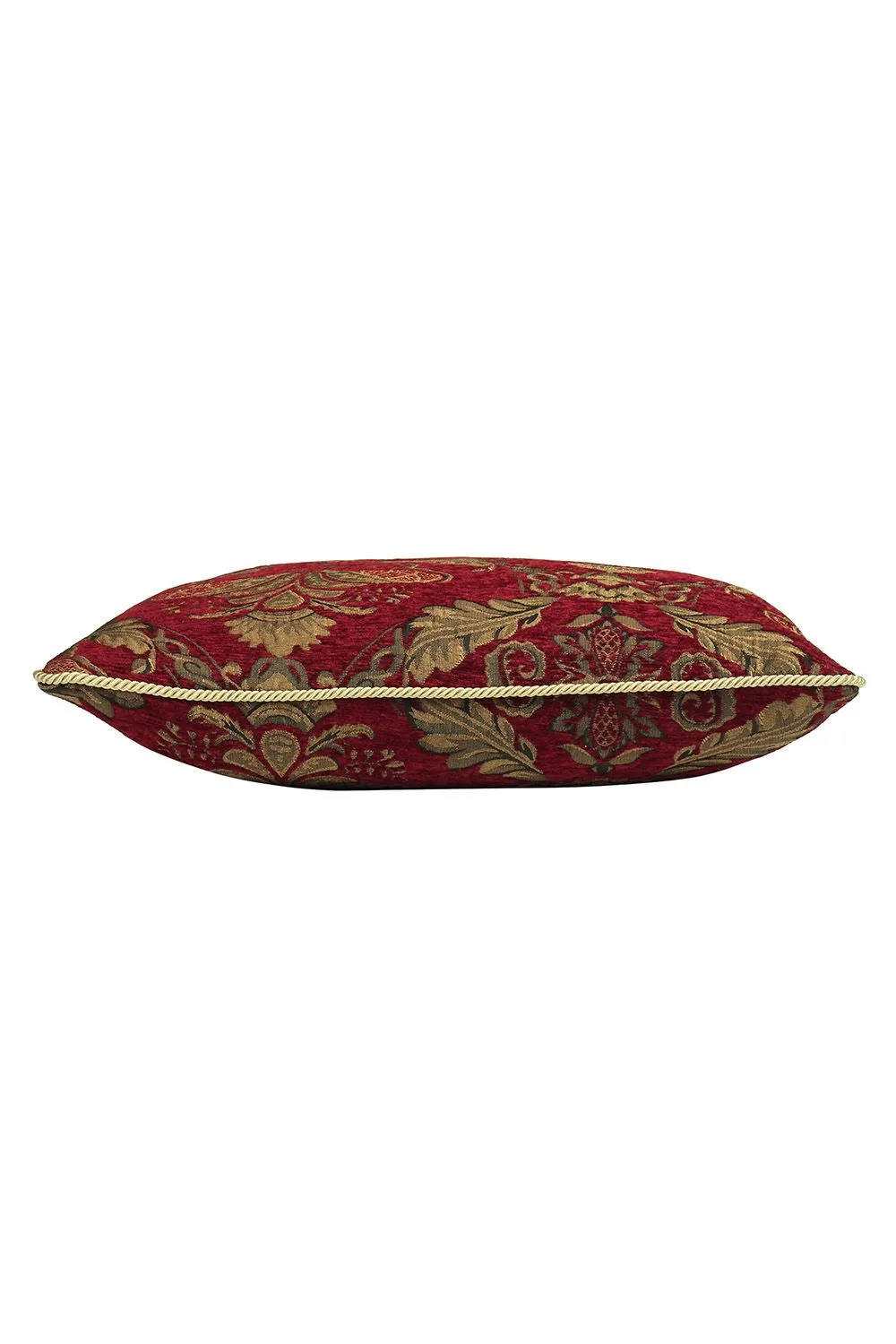 Paoletti Shiraz Traditional Jacquard Pipe Trimmed Large Cushion in Burgundy 2