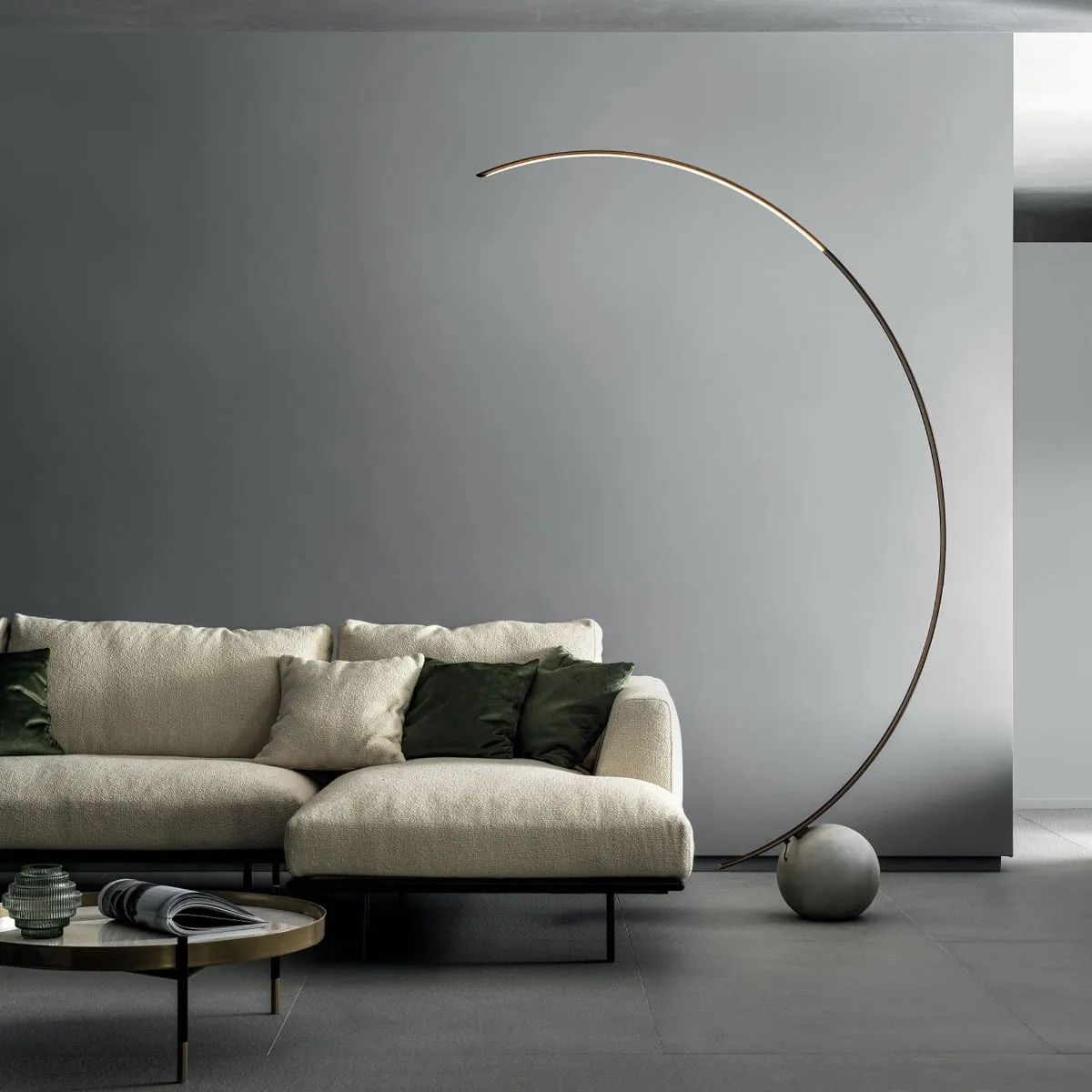 Bontempi Circle Floor Lamp, Round, Grey Metal | Barker & Stonehouse