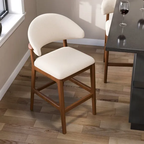 Hugh Dark Stained Counter Height Bar Stool, Fabric 5