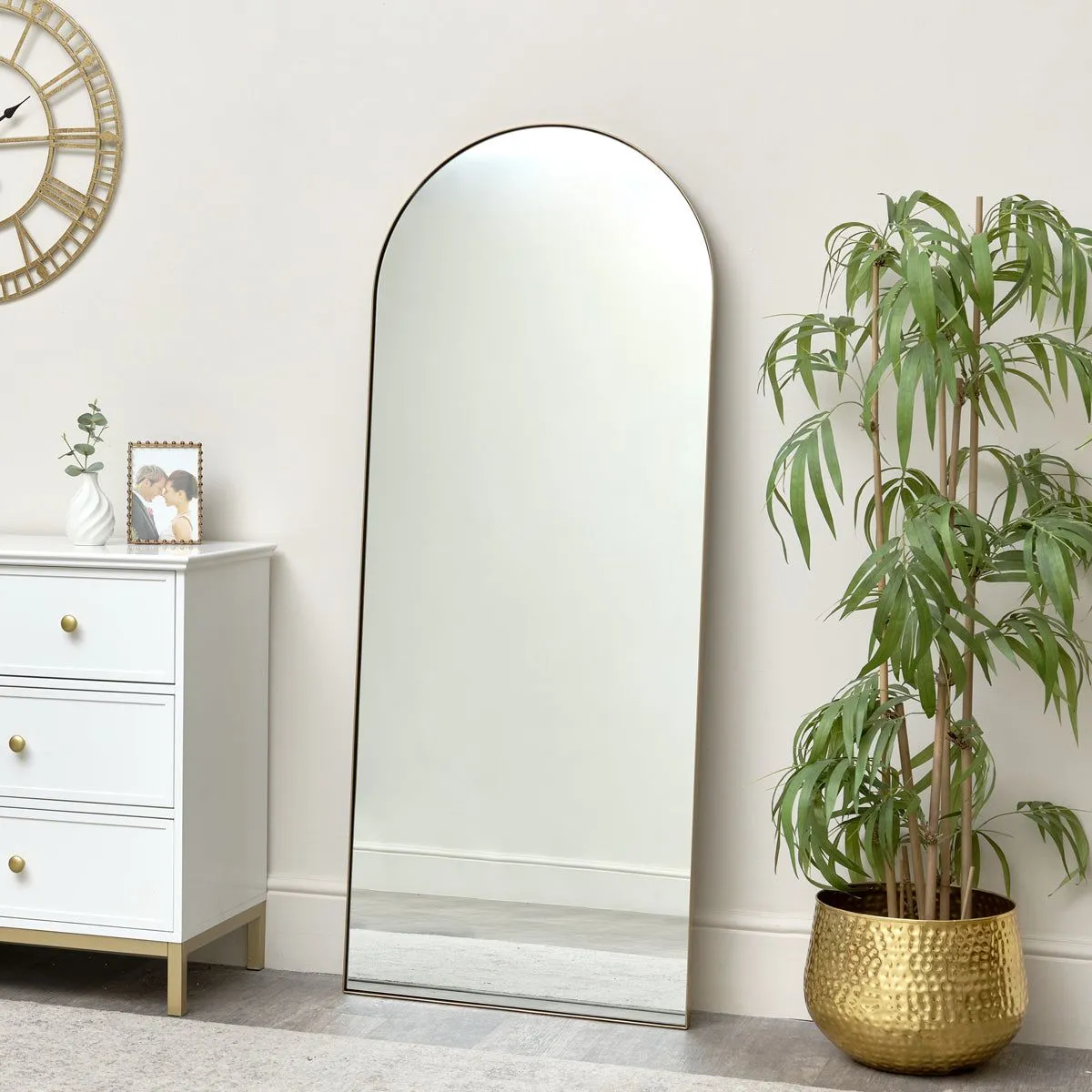 Melody Maison Large Gold Arched Leaner Mirror 150cm X 60cm
