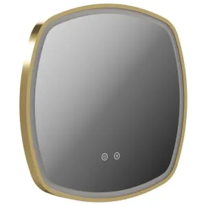 Nexa By VADO Veva Brushed Brass Square LED Bathroom Mirror with Demister - 500mm