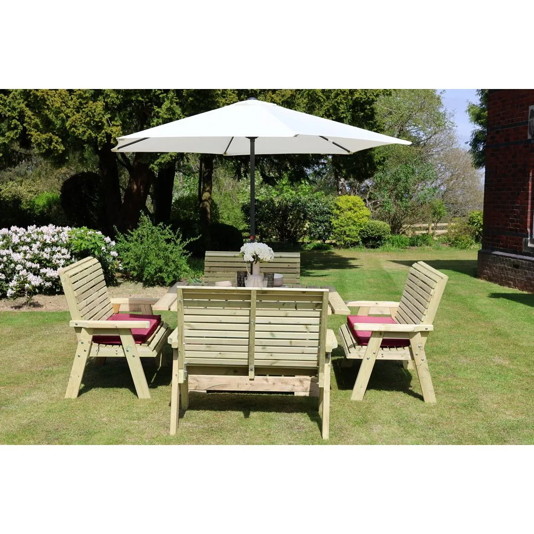 Churnet Valley Garden Furniture Ltd Ergo 8 Seat Square Table - Min Assembly Required - Set of Cushions Inc in Brown 4