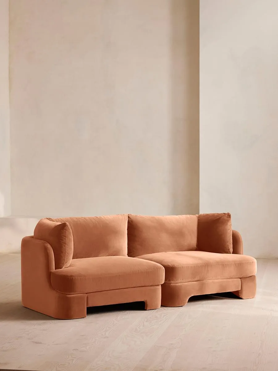 Odell Modular Sofa, Three Seater, Velvet, Antique Rose
