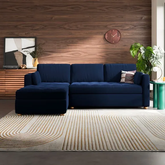 Zoe II Velvet Corner Chaise Sofa 1