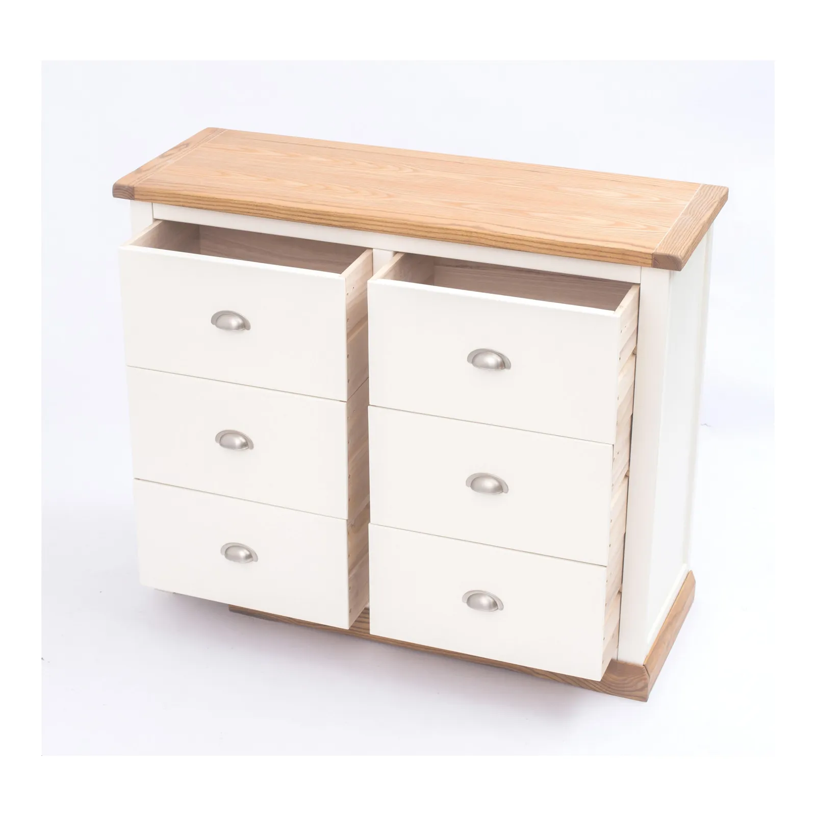 Cabinet Bits Tropea 6 Drawer Chest of Drawers Chrome Cup Handle in Off-White 5