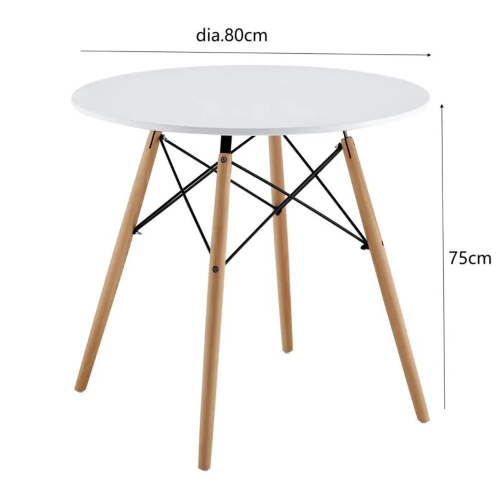 Comfy Living Ltd 5 Piece Dining Set With Round White Wooden Top & 4 Black Chairs With Metal Detailing 3