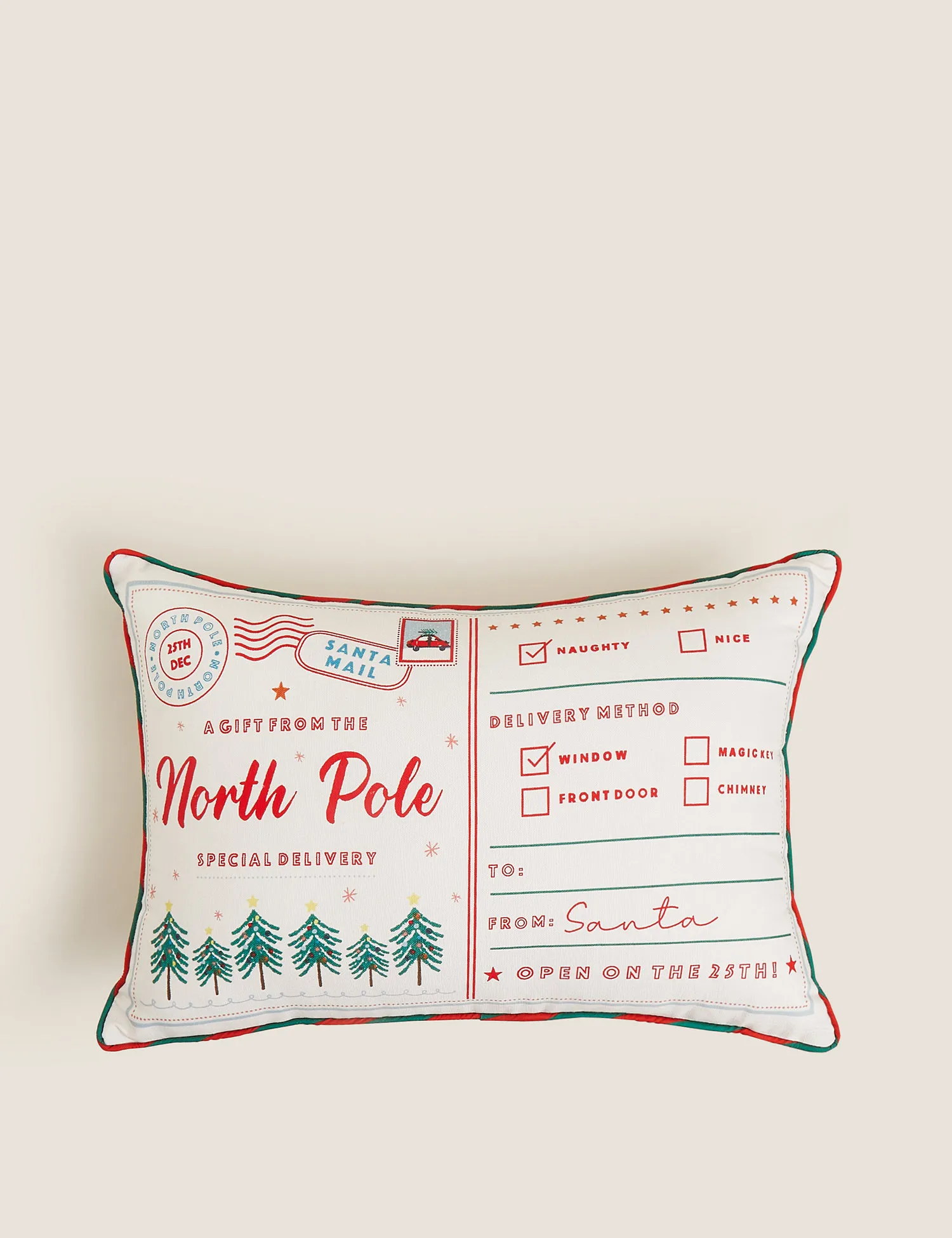 M&S Cotton Rich Letter From Santa Bolster Cushion