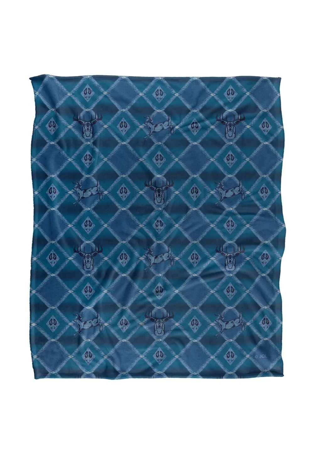 JQ Licensing Jl-Jp Deer Southwest Blue Huntingpattern Silky Touch Super Soft Throw Blanket 152 X 127 cm in White