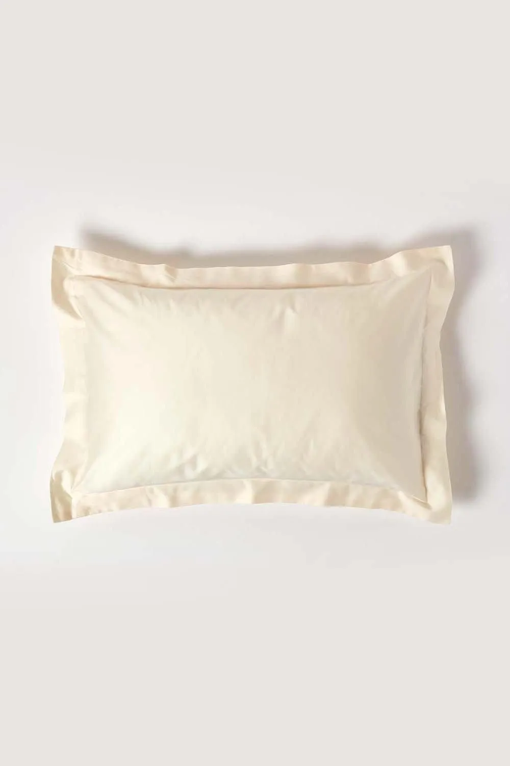 Homescapes Duck Egg Blue Sateen Cotton Oxford Pillowcase 400 TC in Cream 1