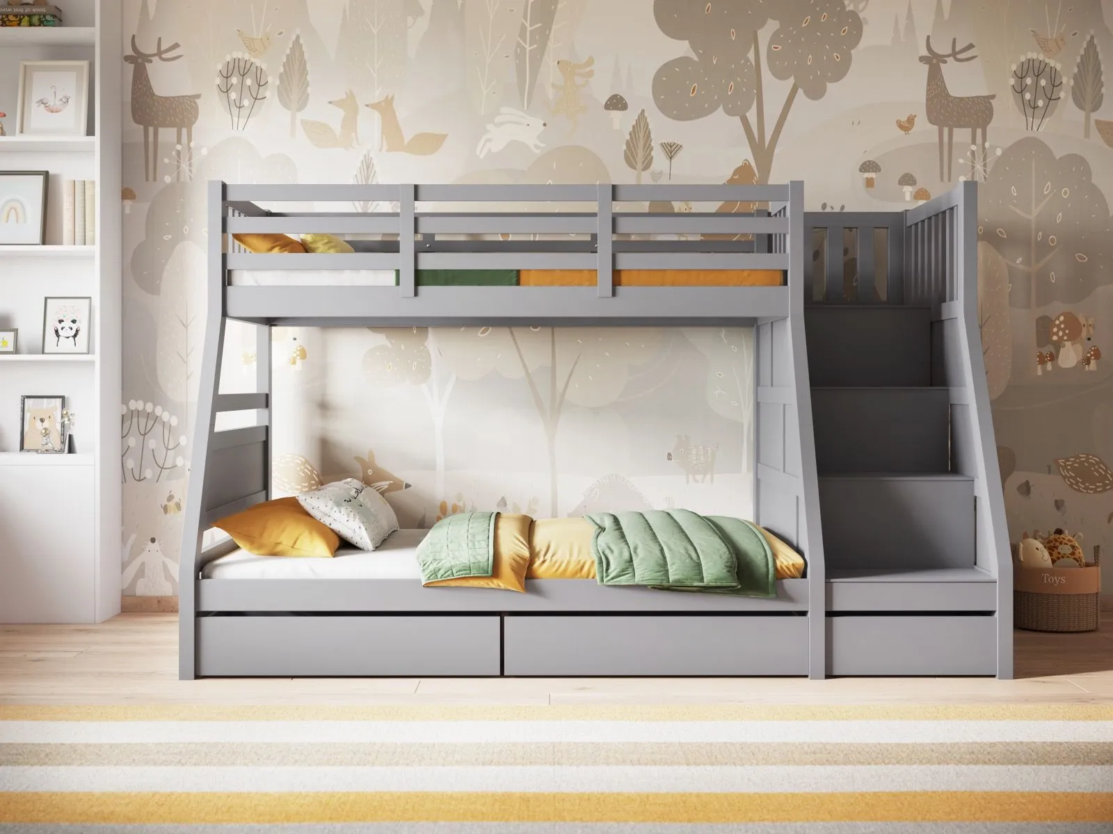 Flair Lunar Wooden Triple Bunk Bed in Grey 2