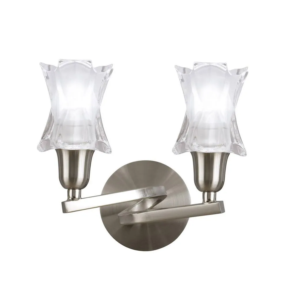 Netlighting Alaska Wall Lamp Switched 2 Light L1SGU10 Satin Nickel in Grey