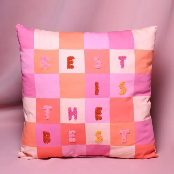 Raspberry Blossom Rest Is The Best Square Cushion