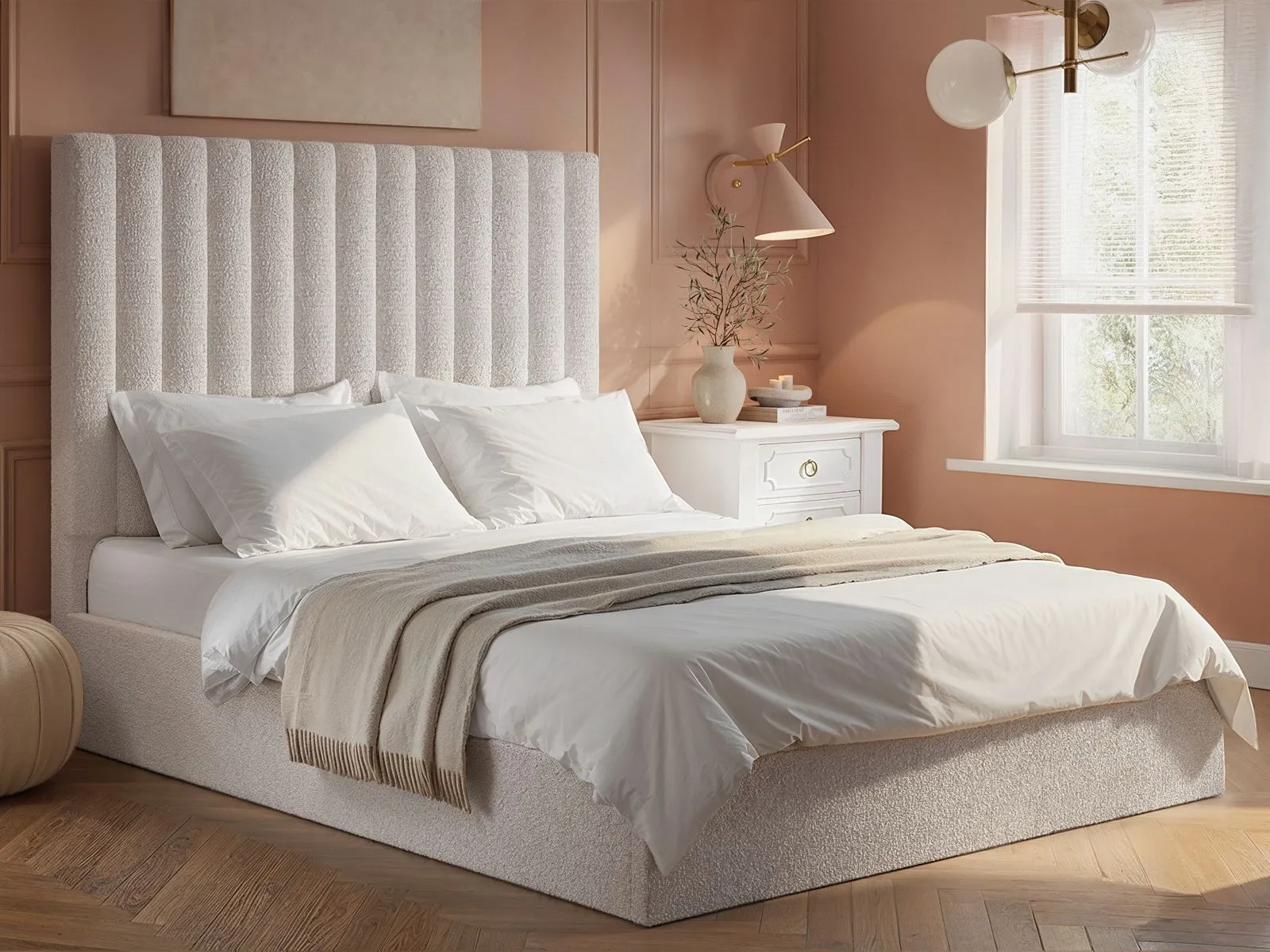 Flair Everley Boucle Ottoman Bed in Cream