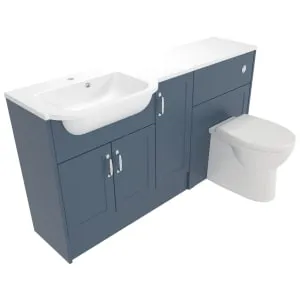 Deccado Padworth Juniper Blue Left Hand 1500mm Fitted Vanity & Toilet Pan Unit Combination with Left Hand Basin 2