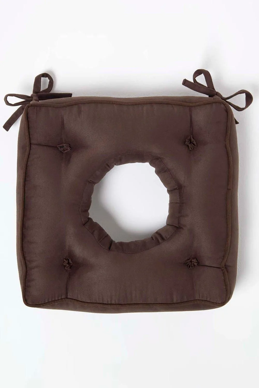Homescapes Faux Suede Coccyx Cushion with Ties in Brown 3