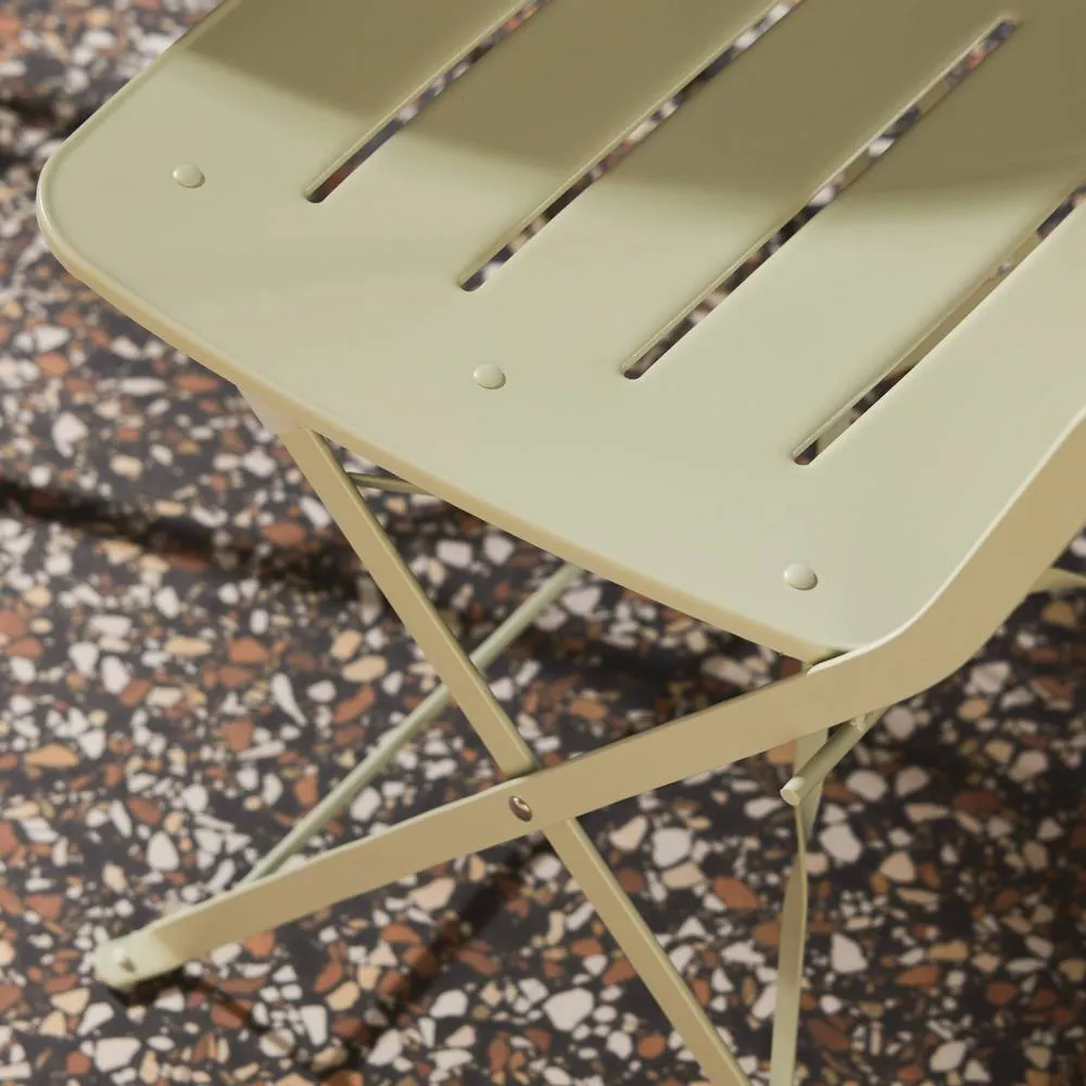 sweeek Round bistro garden table, steel, folding + 2 chairs in Green 6
