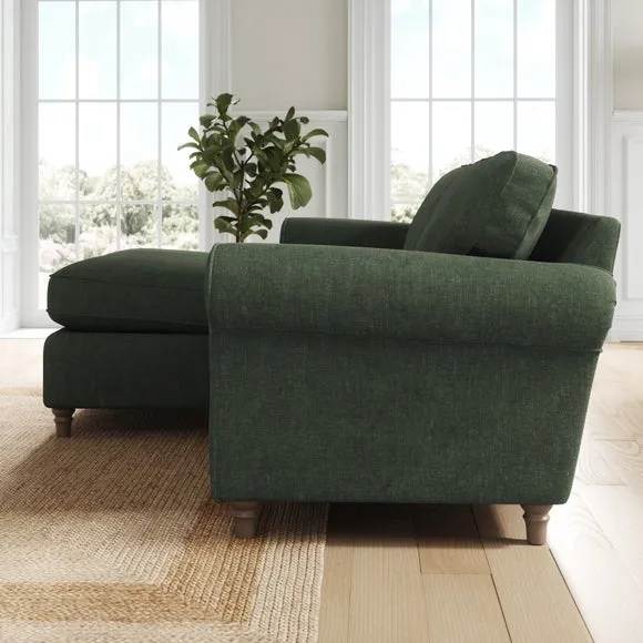 Flori Tonal Plush Chenille Corner Chaise Sofa 2
