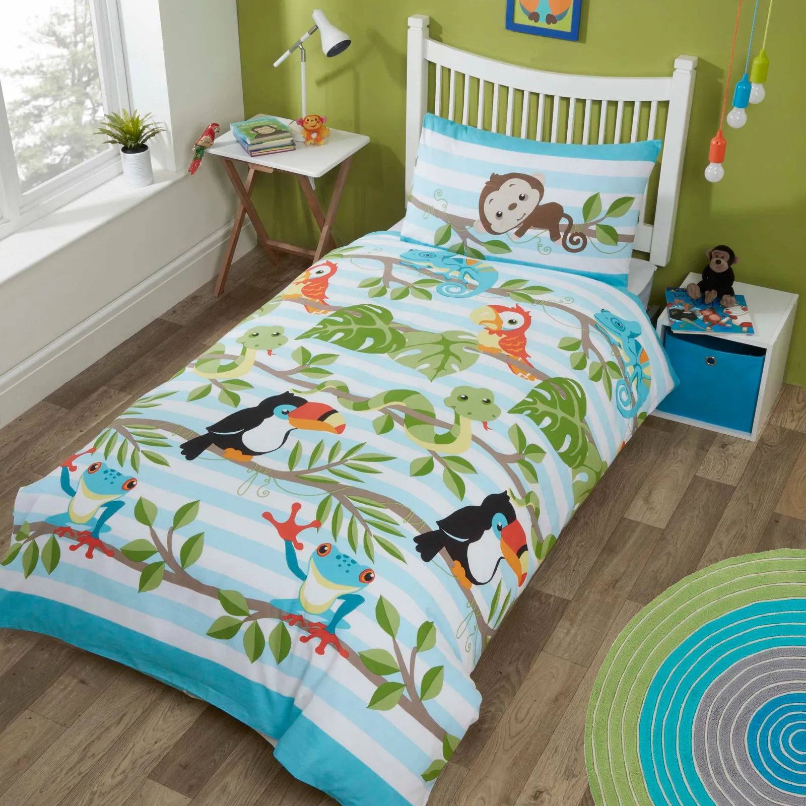 Rapport Home Rainforest Polycotton Duvet Cover Set With Pillowcase in Blue