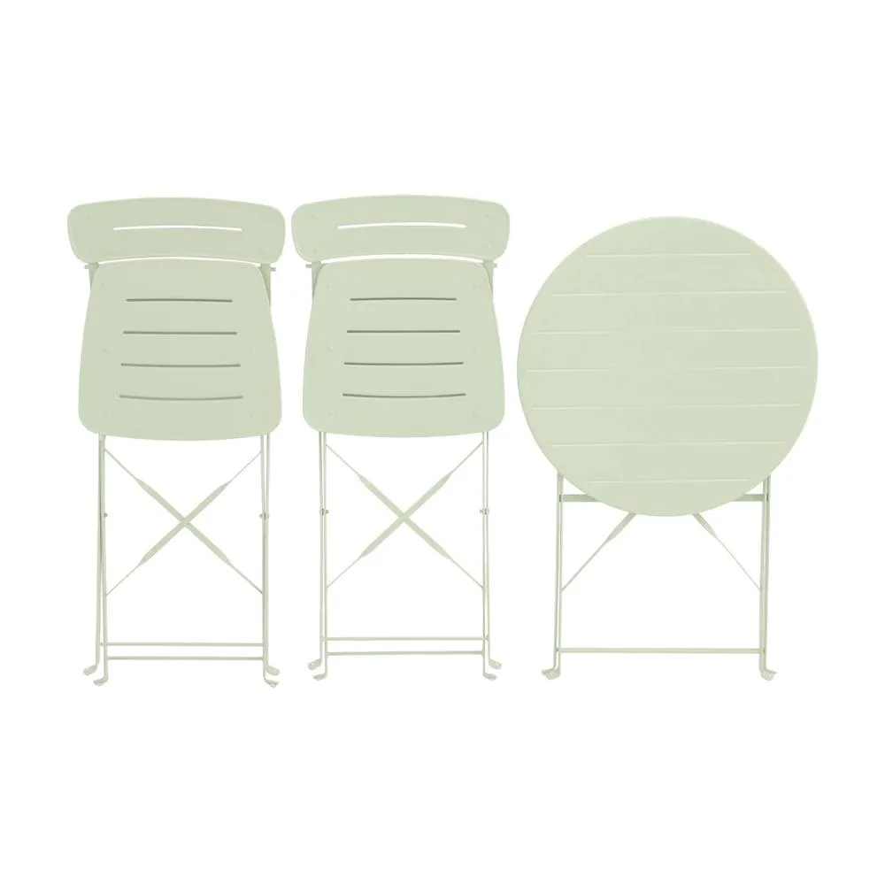 sweeek Round bistro garden table, steel, folding + 2 chairs in Green 3