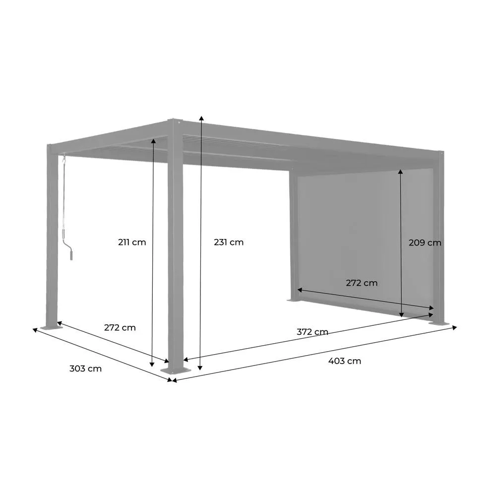 sweeek Louvered pergola 4 x 3m with a 3m blind in Dark Grey 5