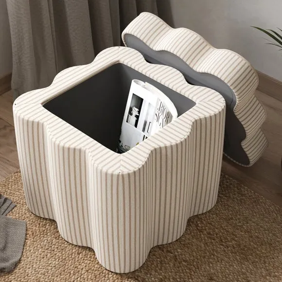 Wavie Tiny Stripe Storage Footstool 4