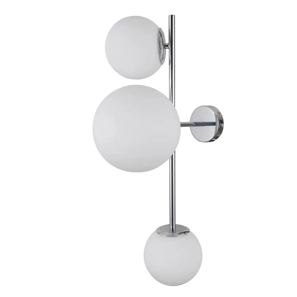 Netlighting Vailante Modern 3 Light Wall Lamp E27+E14 in Silver