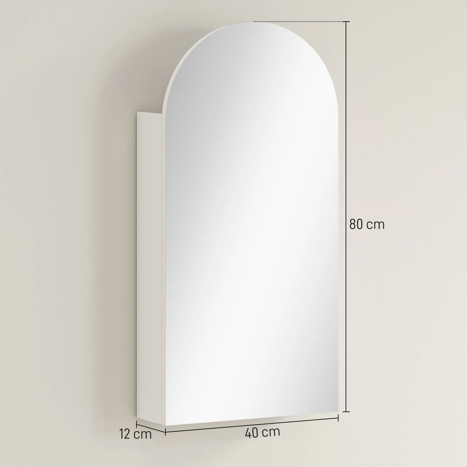 HOMCOM Bathroom Mirror Cabinet with Adjustable Glass Shelves in White 3