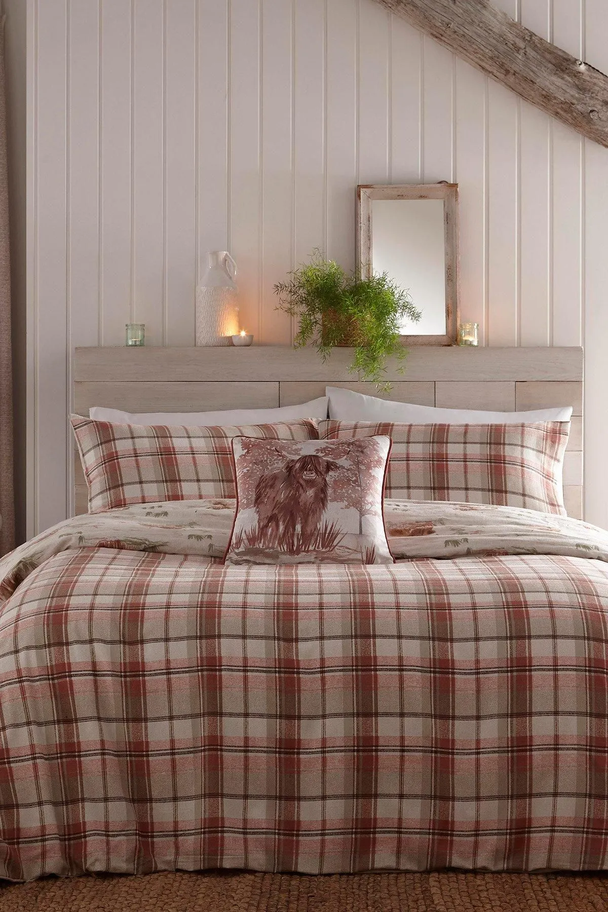 Dreams & Drapes 'Hanson Highland Cow' Brushed Cotton Duvet Cover Set in Terracotta 3