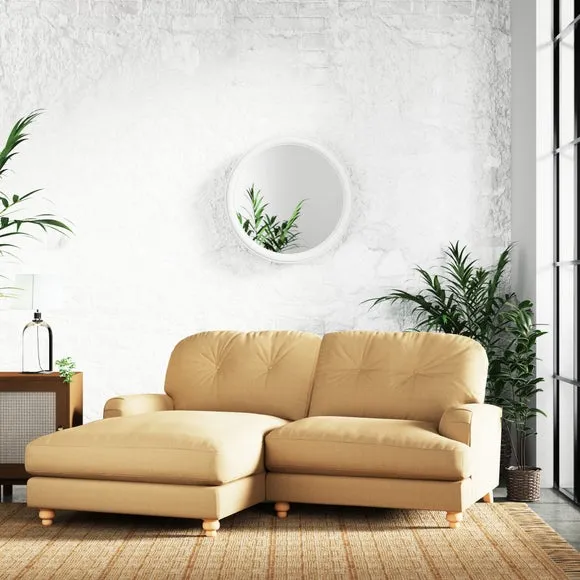 Martha Slub Faux Linen Corner Chaise Sofa 2