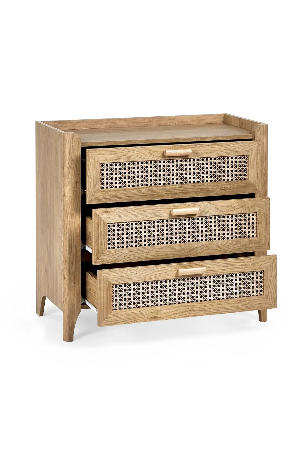 Julian Bowen Sydney Rattan Print 3 Drawer Chest in Light Oak 4