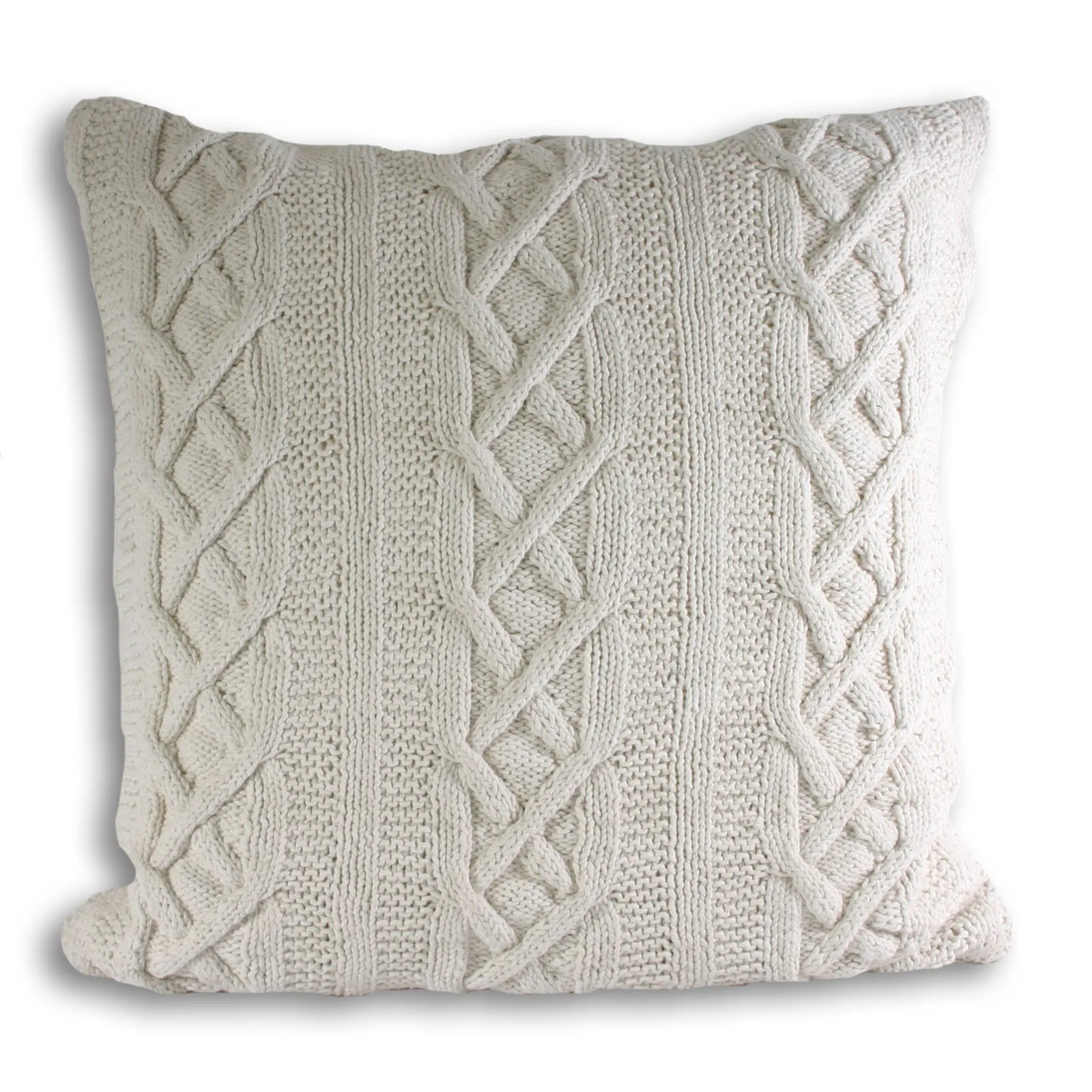 Paoletti Aran Chunky Cable Knitted Cushion in Cream 2