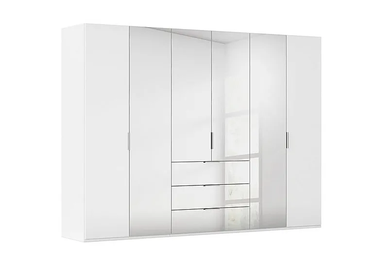 Formes 6 Door Bifold Combi Wardrobe with 2 Glass Doors and 4 Mirror Doors - White/White Front